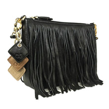 Load image into Gallery viewer, Willow Fringe Leather Handbag -Midnight Black
